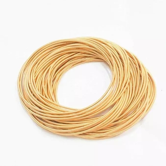 NEW‎ 2 mm Gold Plated Stainless Steel 316L Stackable Guitar String Bracelets - Picture 1 of 15